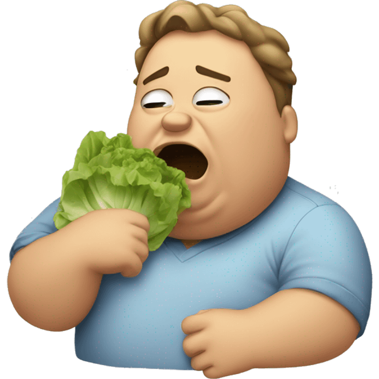 Fat dude crying eating lettuce emoji