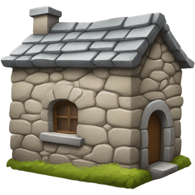 a house made of stone resting on a wall emoji