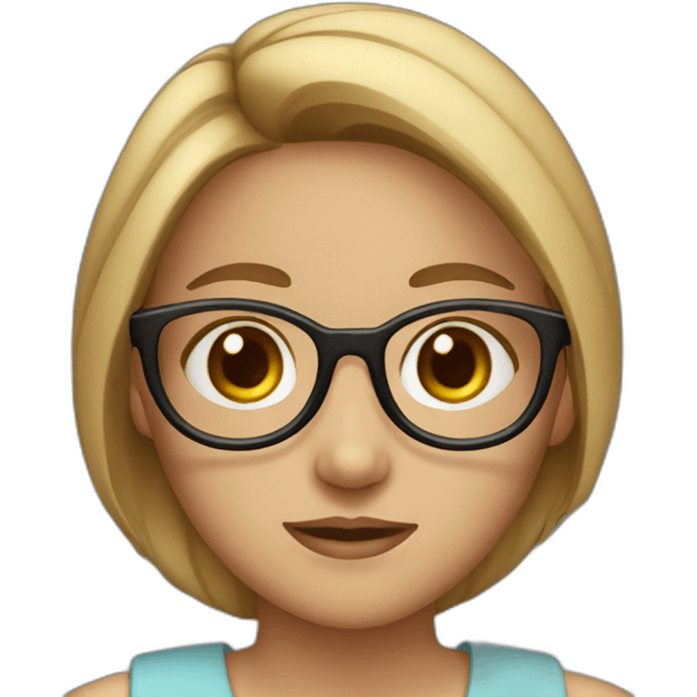 girl with brown air blue eyes and glasses emoji