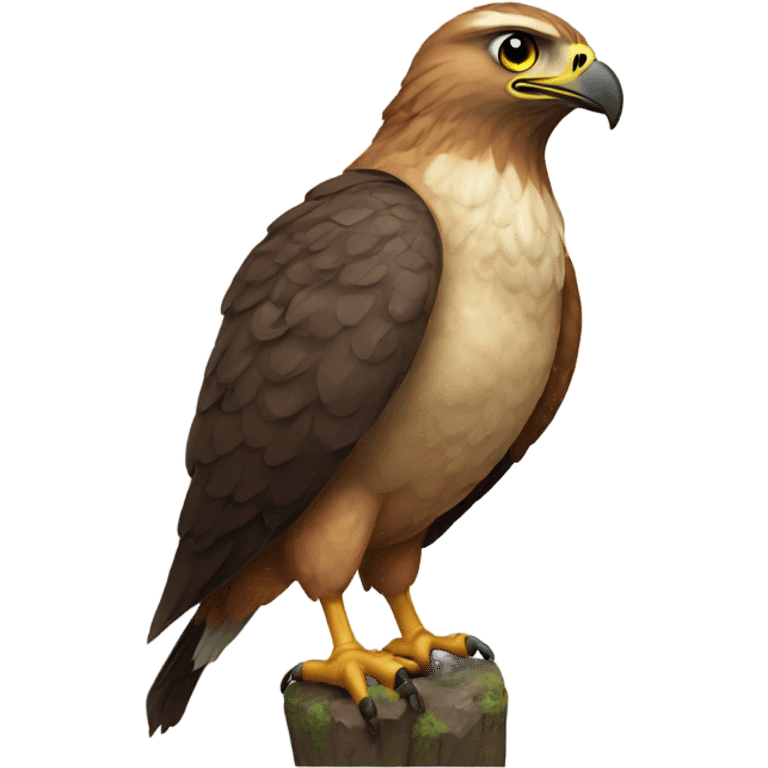 Hawk with a fat body and a massive beak emoji