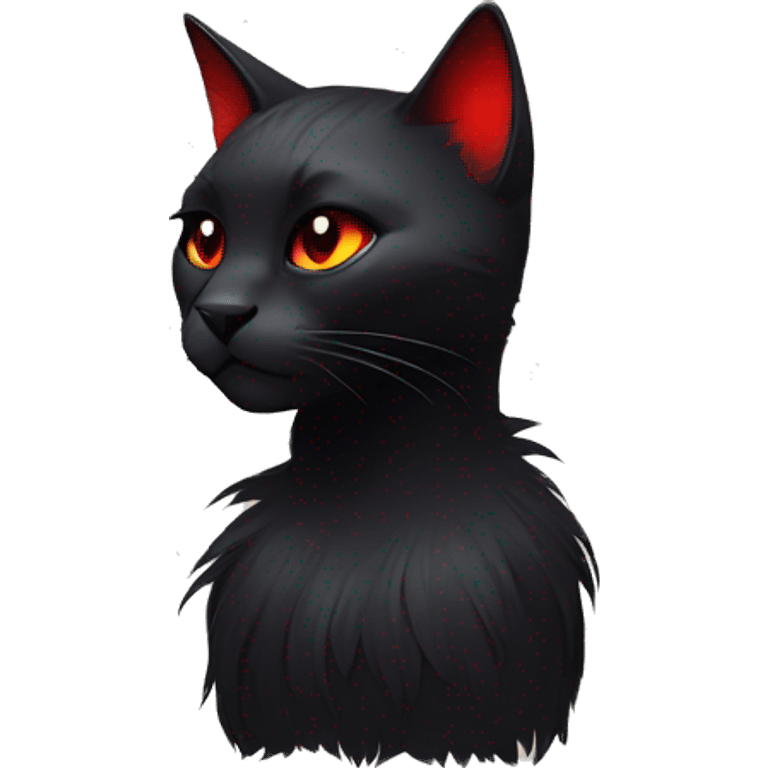 Anthro Edgy Cool Beautiful Black Cat with Pretty Emo Hair-bangs with Red Streaks emoji