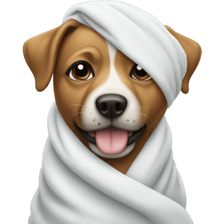 a dog with a towel on head emoji