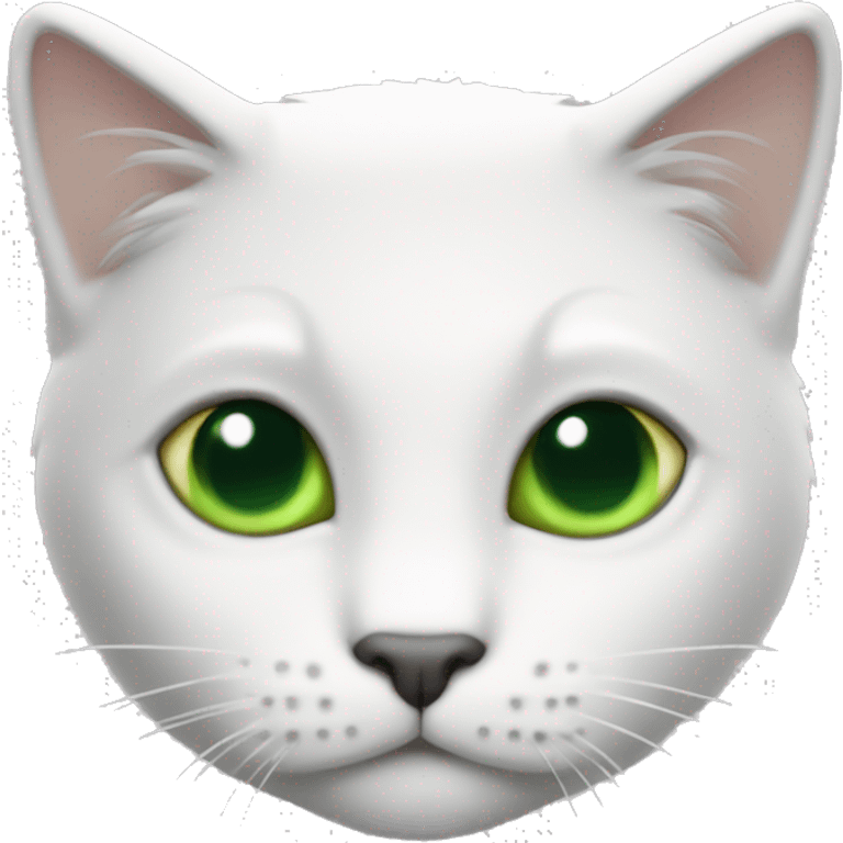 White medium hair cat green eyes grey patch on head emoji style emoji