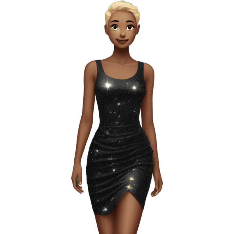 sparkly short black bodycon dress floating in the air emoji