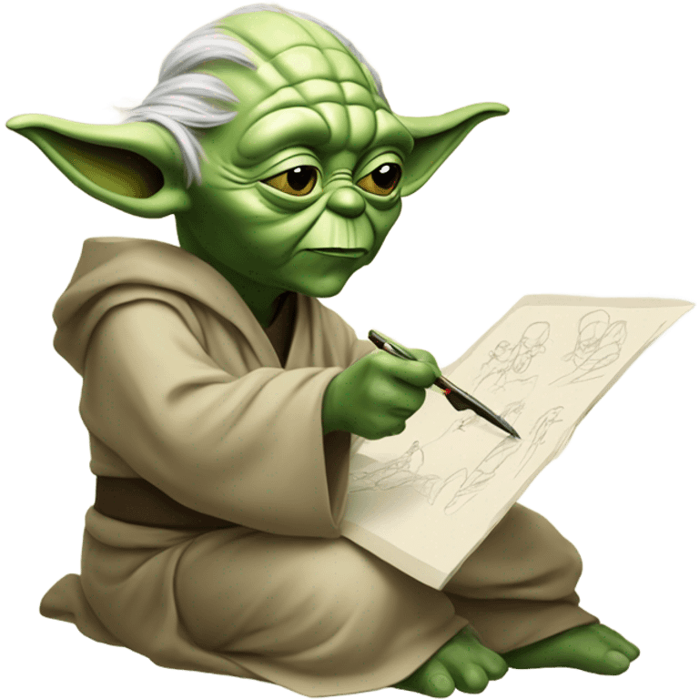 Master Yoda draws Mater Yoda's picture emoji