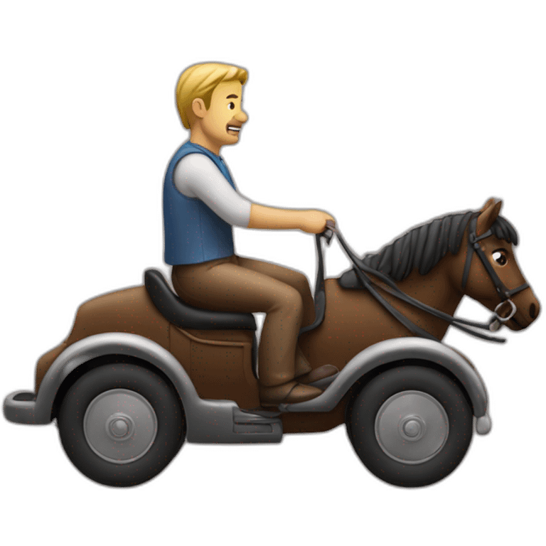 man riding a car as if it was a horse emoji