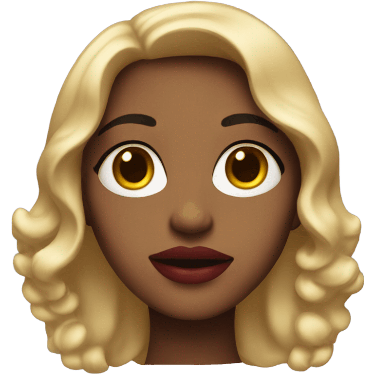 Girl slightly wavy hair with lipstick emoji