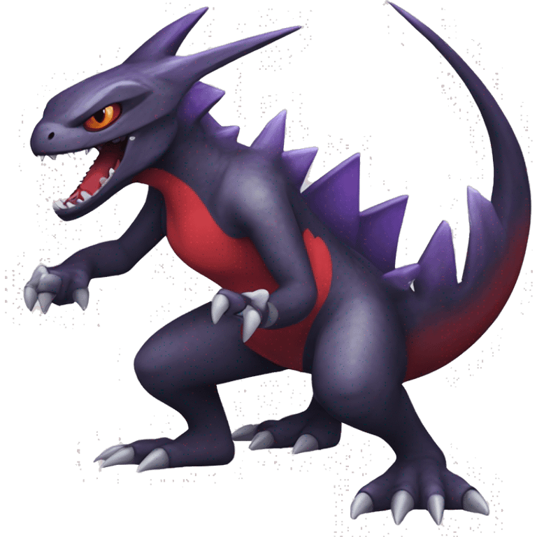 Black Cool Edgy Nargacuga-Garchomp-Noivern Fakémon  with White and Red and purple and black Edgy markings emoji