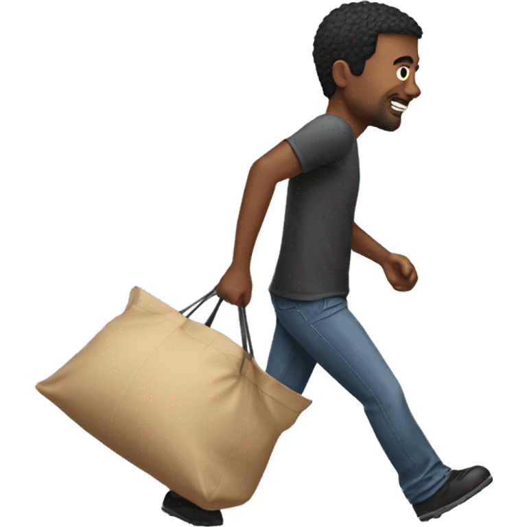 a man dragging a large bag behind him emoji