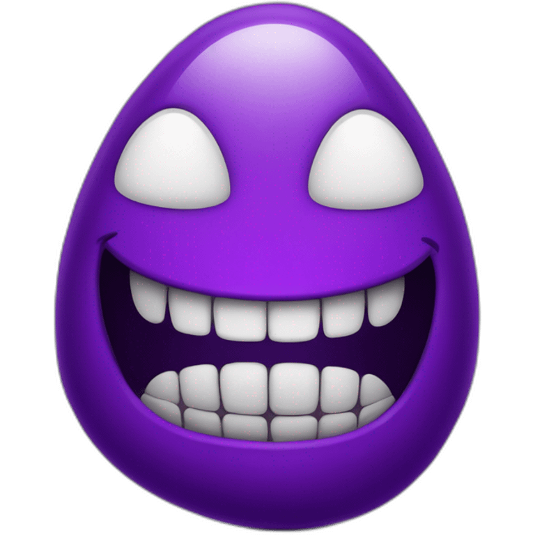 Purple bean with large toothy smile evil grin emoji