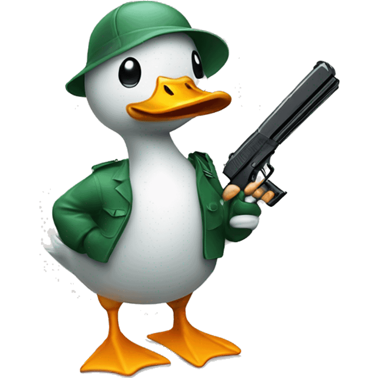 Duck with a plastic gun and plastic knife emoji