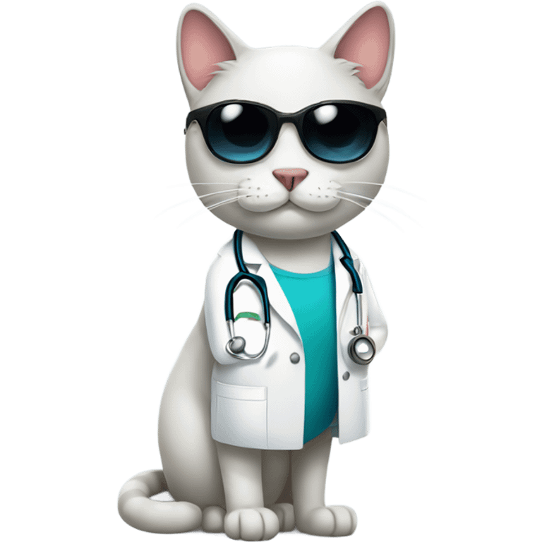 doctor cat wearing dark sunglasses emoji