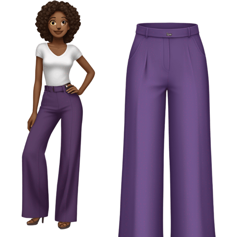 Realistic isolated pair of high waist long wide leg dressy casual pants in purple emoji