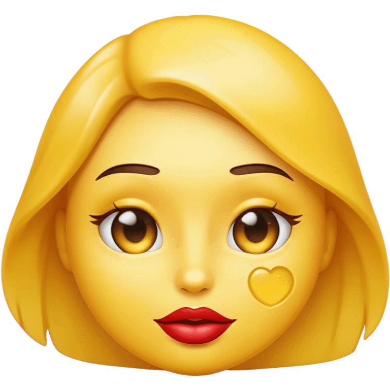 yellow emoji with glossy lips and seductive face  emoji