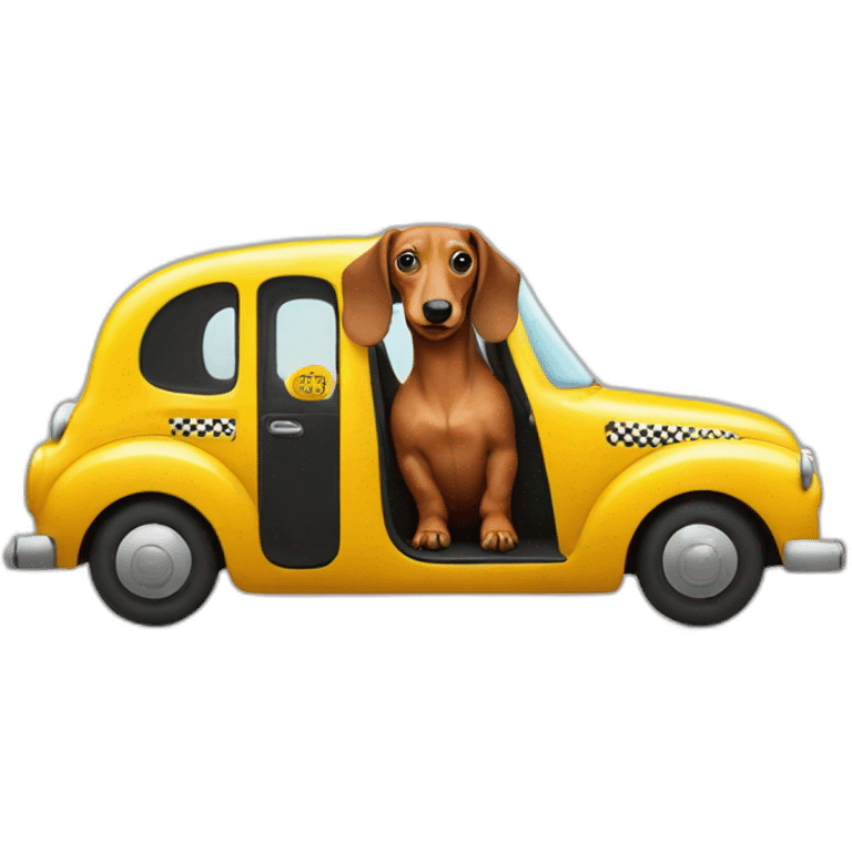 Dachshund rides in a taxi emoji