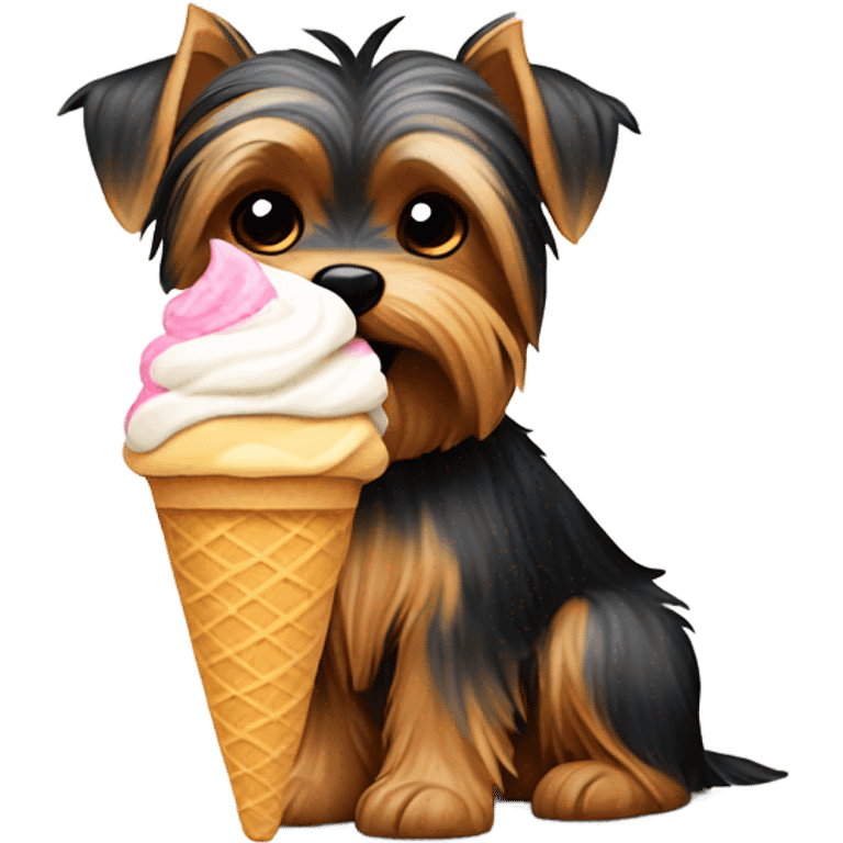 Yorkie eating ice cream emoji