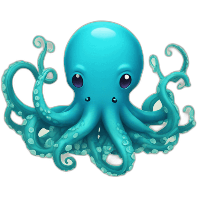 Cute blue kraken making hearts with tentacle emoji