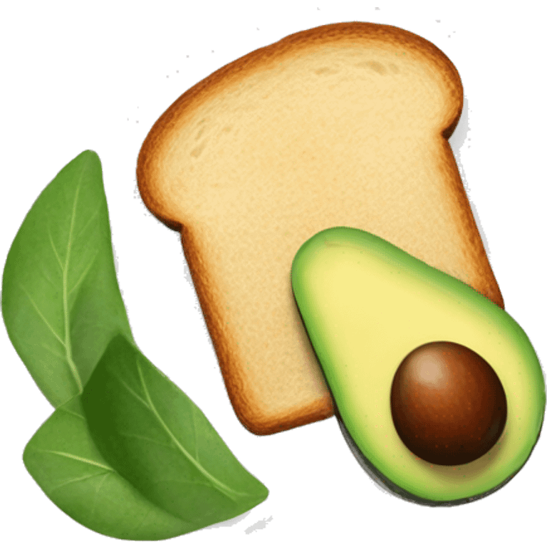 Slice of Bread with one Salad leaf and Avocado slice on top emoji