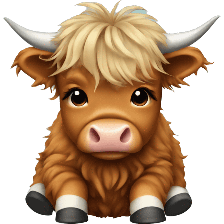 baby highland cow with shark sliders emoji