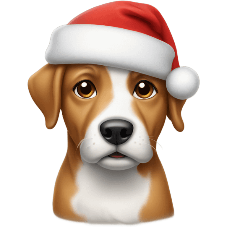 dog wearing a christmas hat emoji