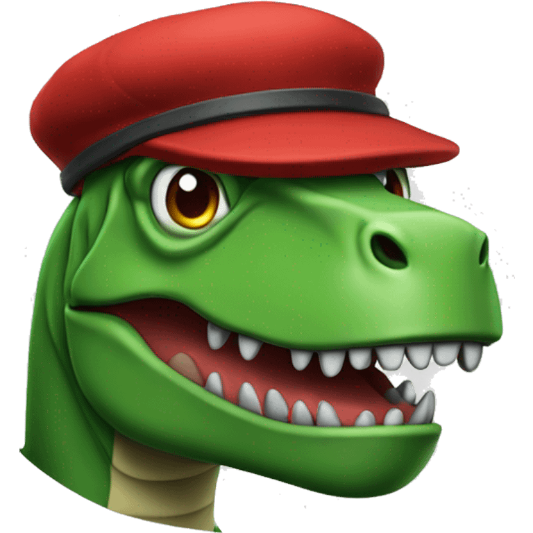 Green Trex wearing red beret and eyeglasses  emoji