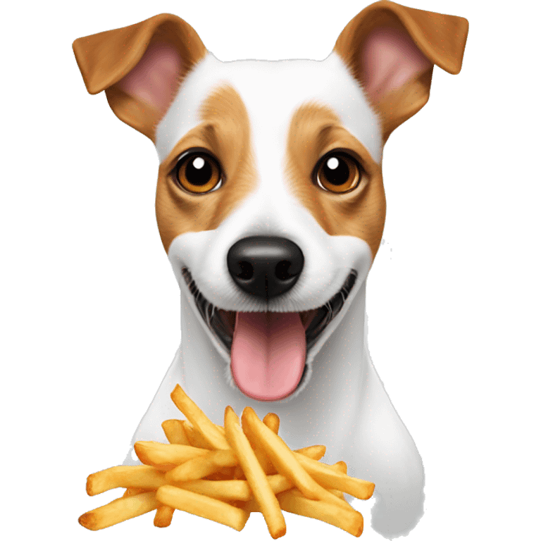 All White Jack Russell Terrier eating fries emoji