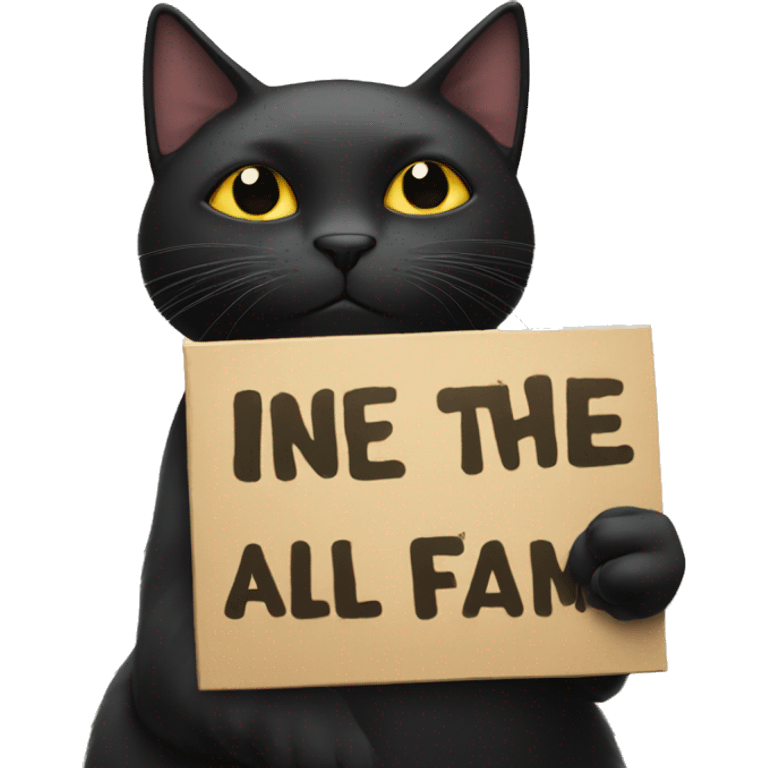 Black cat holding sign that says In the Clerb we all fam emoji