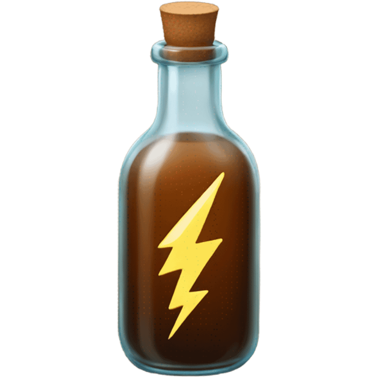 small brown glass bottle with lighting bolt on it emoji