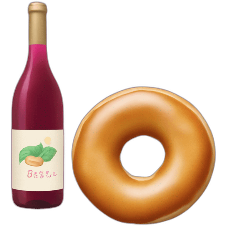 A bagel and a bottle of natural wine emoji