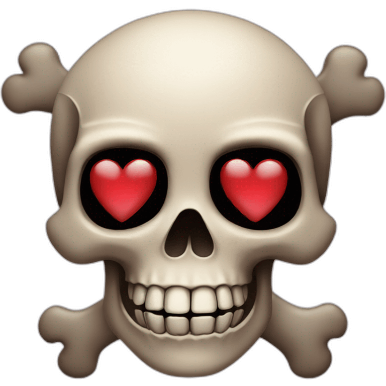 skull and cross bones with heart eyes emoji