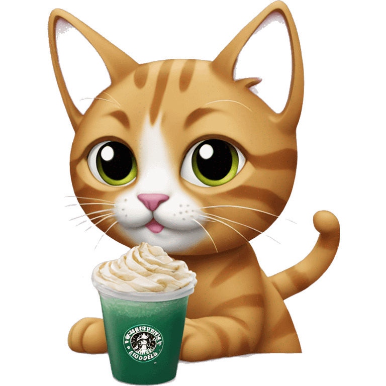 Sassy cat will pink nails and Starbucks emoji