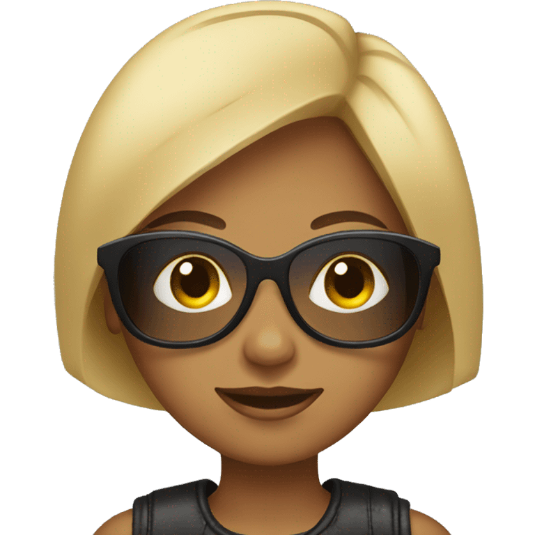 young woman wear the sunglass emoji