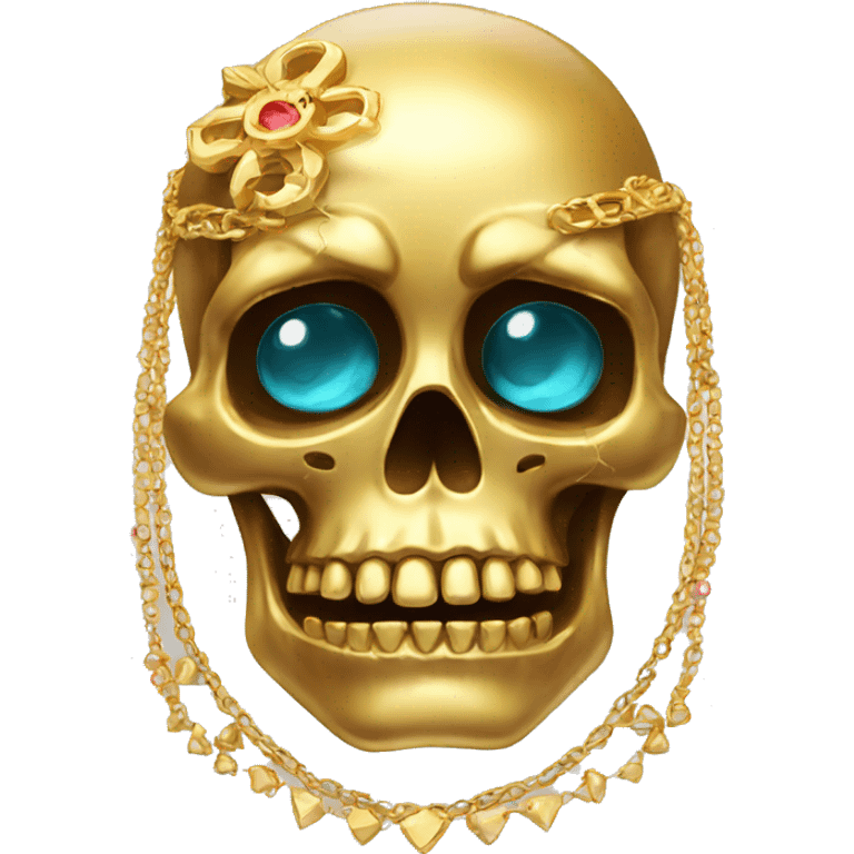 golden skull with jewelry emoji