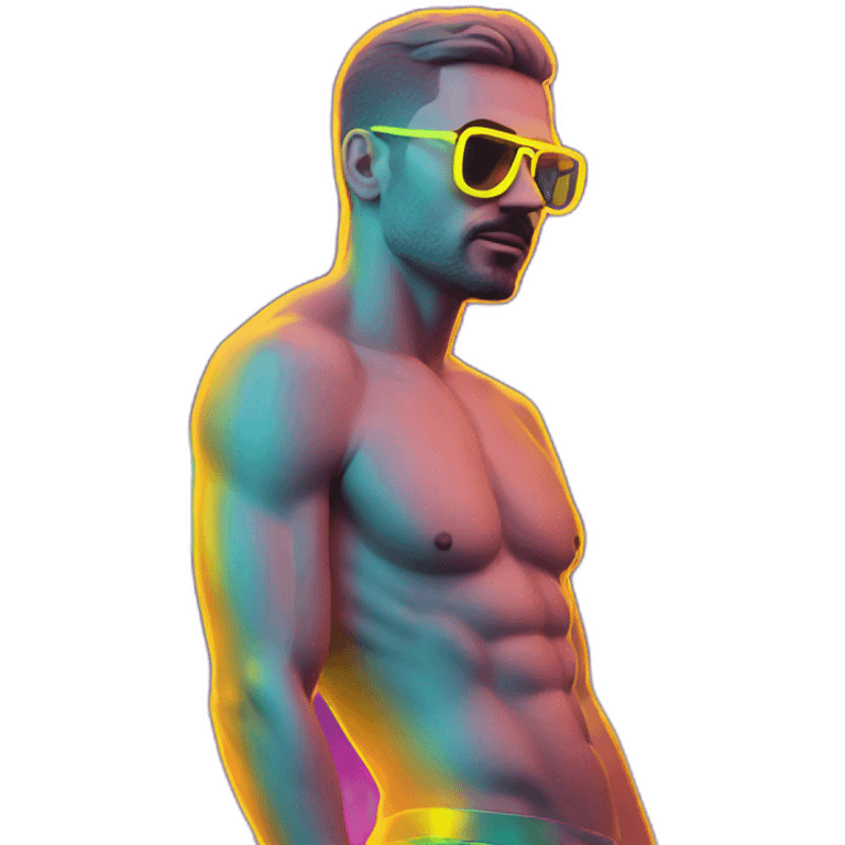 Juicy booty neon sign style man emoji