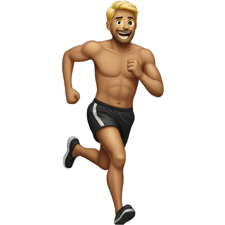 Guy running with a thong emoji