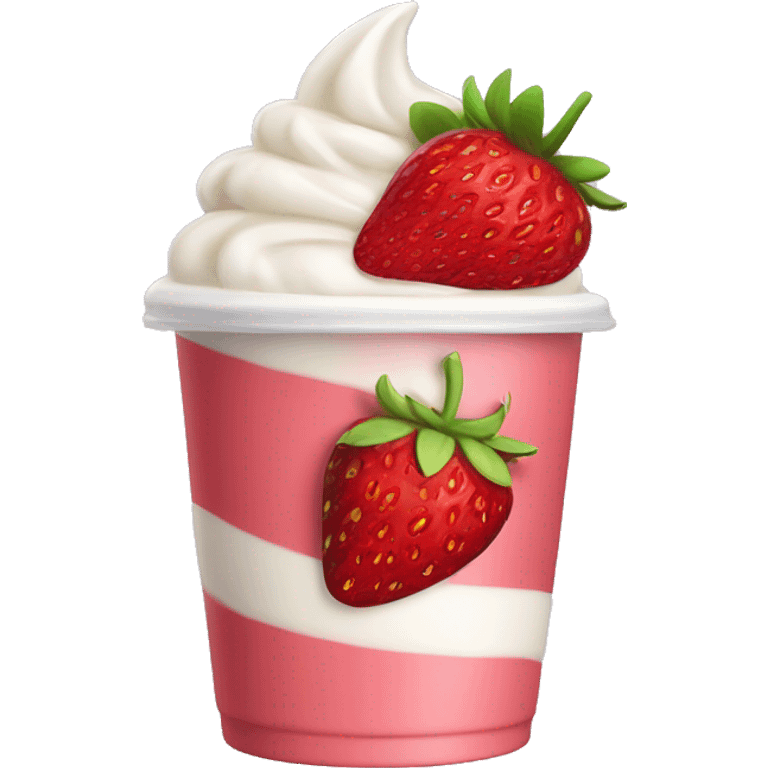 A plastic cup of strawberries and cream emoji