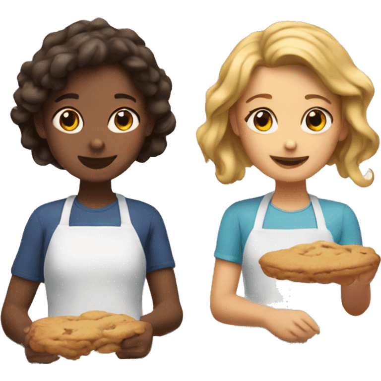 Two girls are making cookies emoji