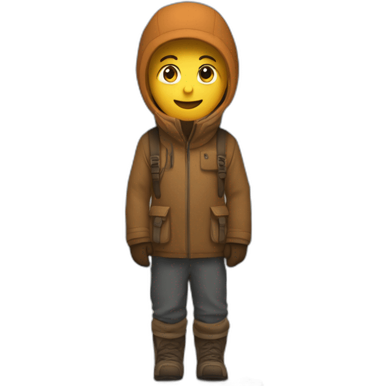 une personne qui skie sur une montagne toute maron emoji