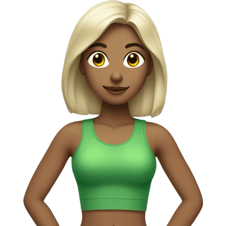 mat pilates girl all wearing green clothes emoji