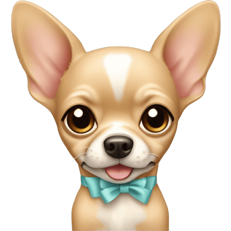 Dog beige chihuahua with bow  emoji