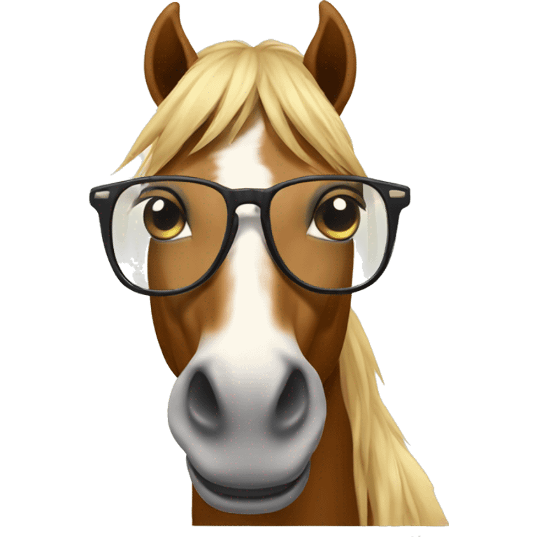 Horse wearing glasses emoji