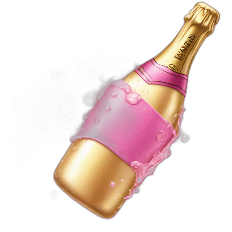 pink popped champagne bottle with drops of water emoji