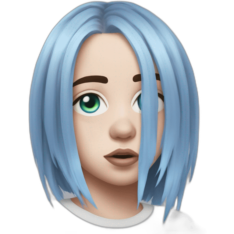 Billie eilish chanteuse cheveux bleus yeux bleus emoji