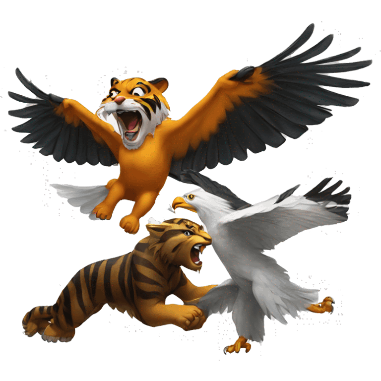 Tiger and eagle fighting each other emoji