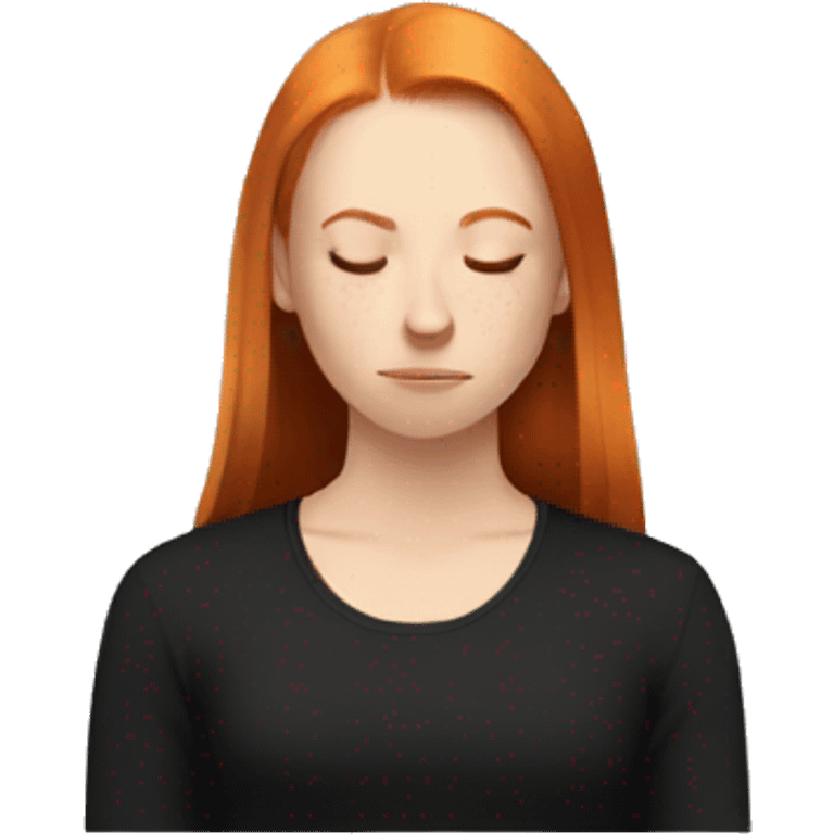 Aesthetic Ginger girl straight hair in black meditating  emoji