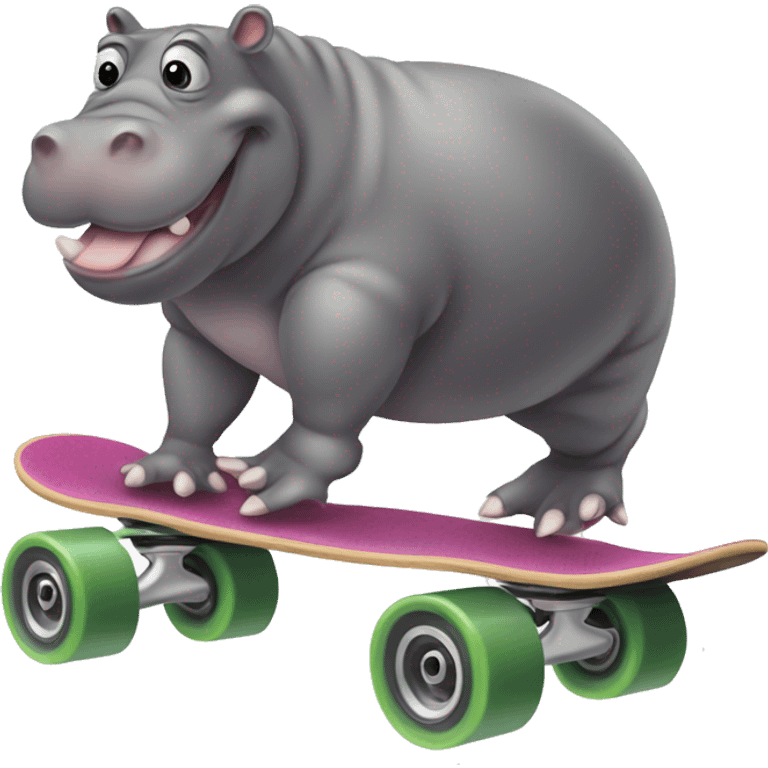 Hippopotamus on a skateboard emoji