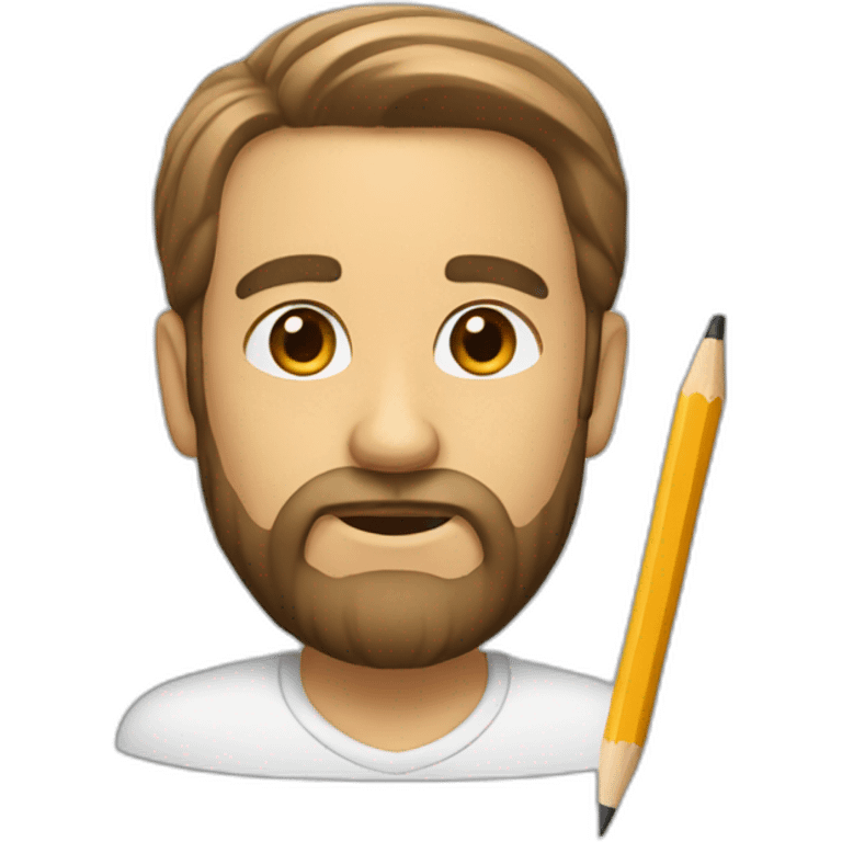 a man with a beard and a pencil behind his ear emoji