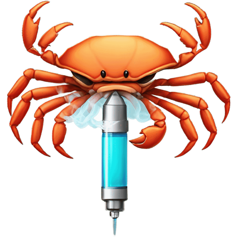 Crab smoking a vape emoji