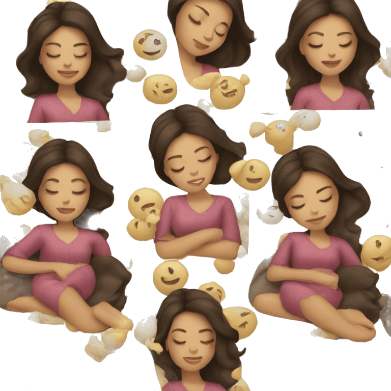 Coquette brunette girl sleeping  emoji