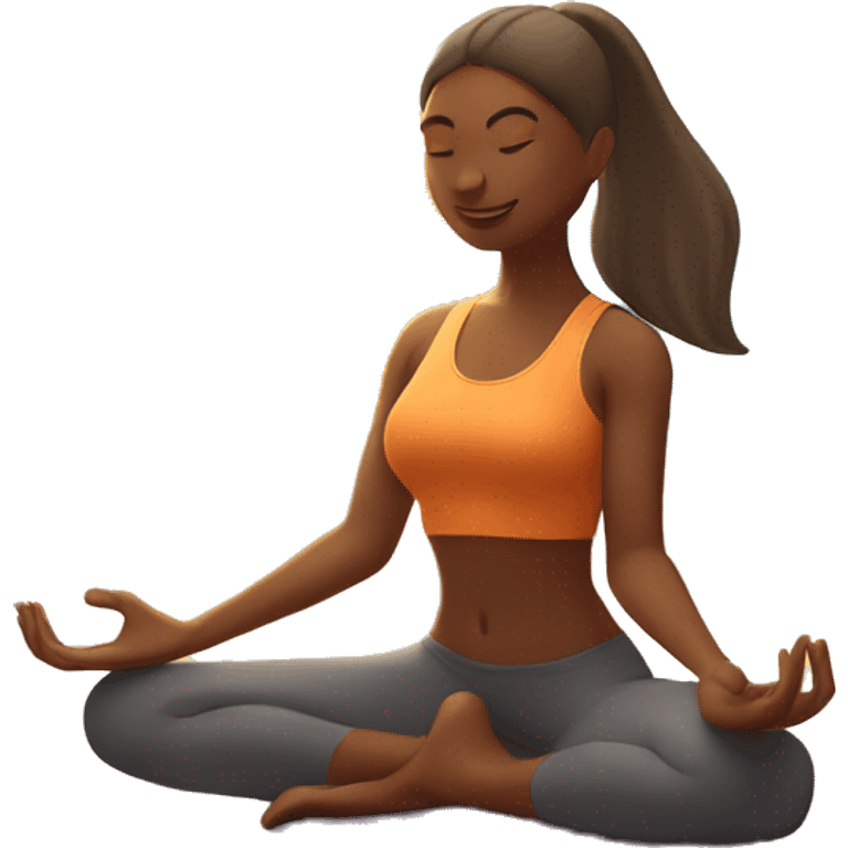 yoga girl with stretching on mat with sun in the background emoji